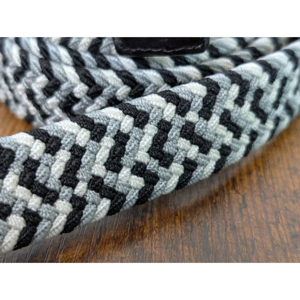 Greg Norman Black, Gray & White Stretchy Web Golf Belt - Men's Size 46